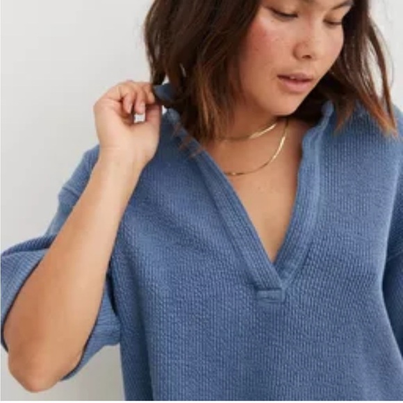 Aerie wonder short sleeve polo Blue XL - Picture 2 of 6